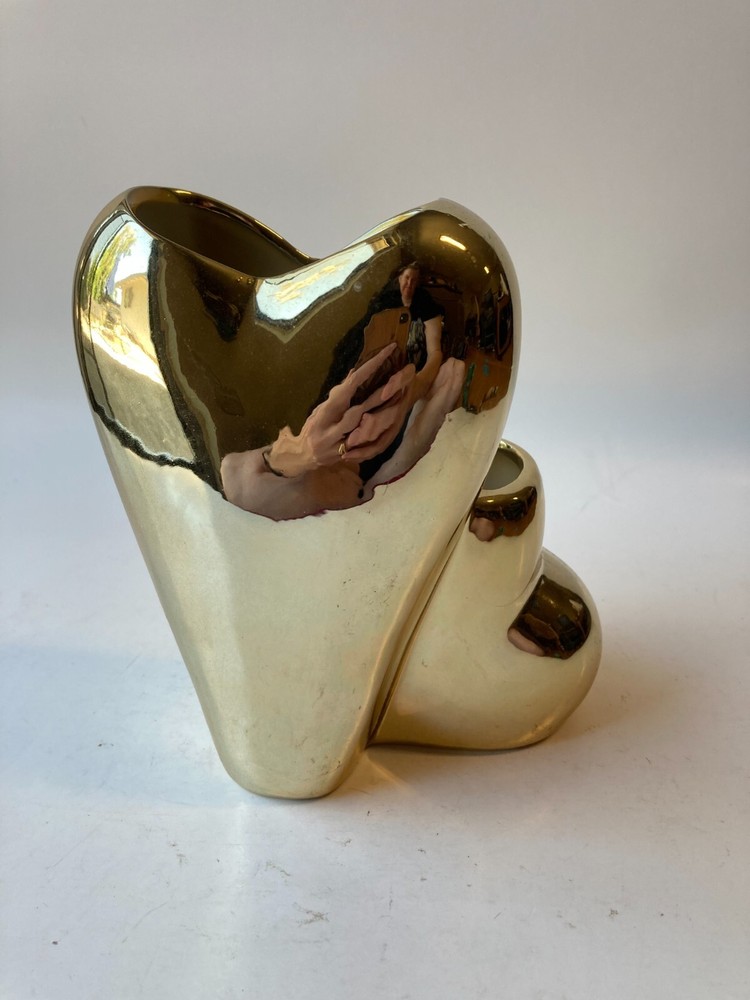 Gold Hearts Ceramic Vase 6"