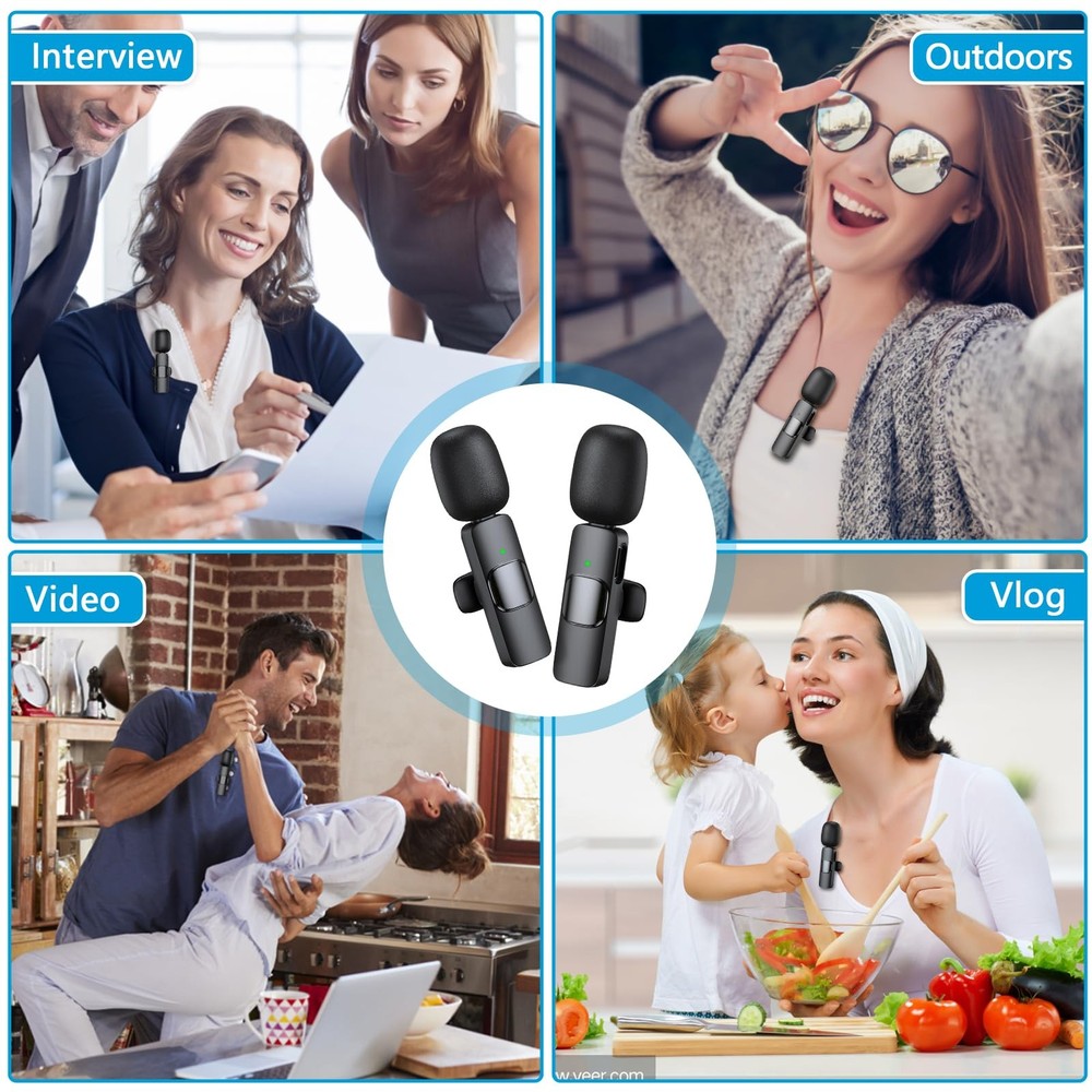 2 Pack Wireless Microphone USB C for iPhone 15-16 Android Phone Professional