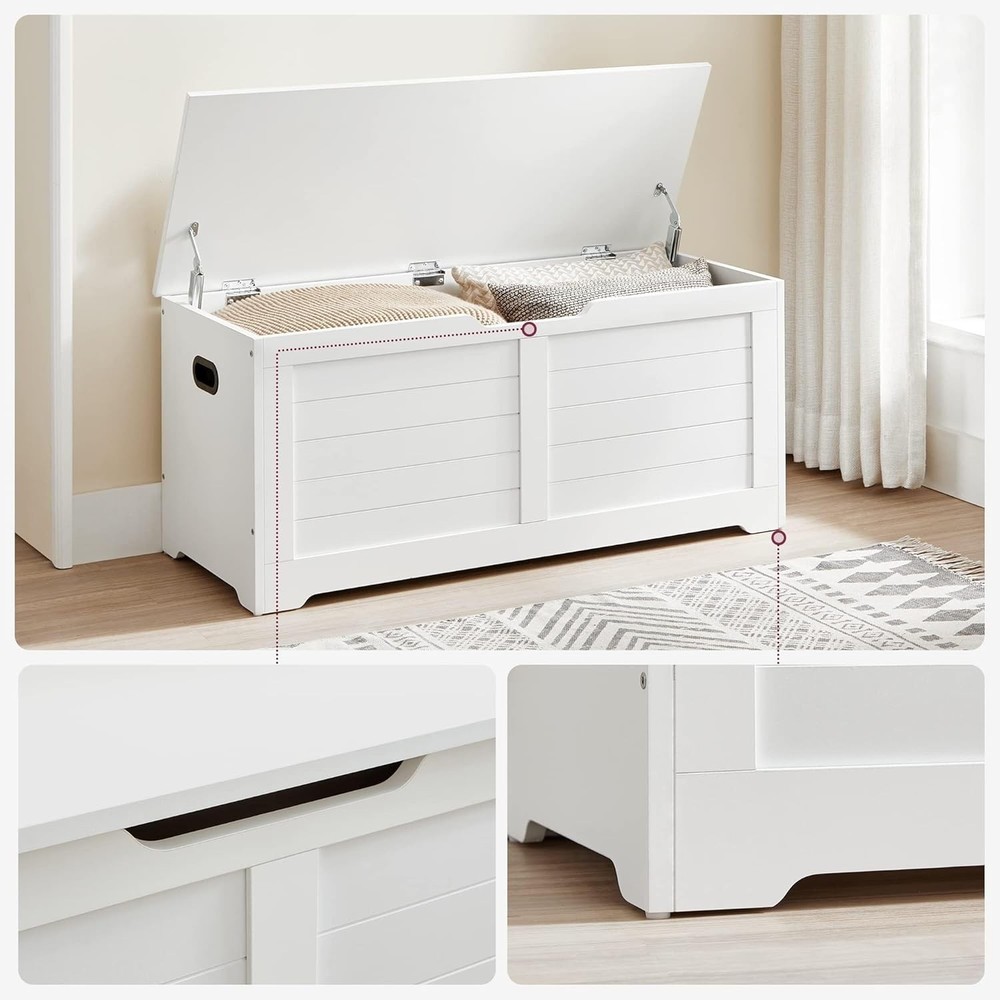 Storage Chest, Storage Bench with 2 Safety Hinges,