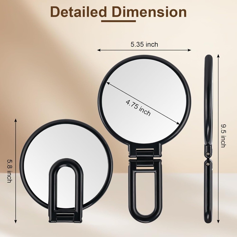 Handheld Magnifying Mirror 1X 10X Side Foldable Travel Makeup Mirror with