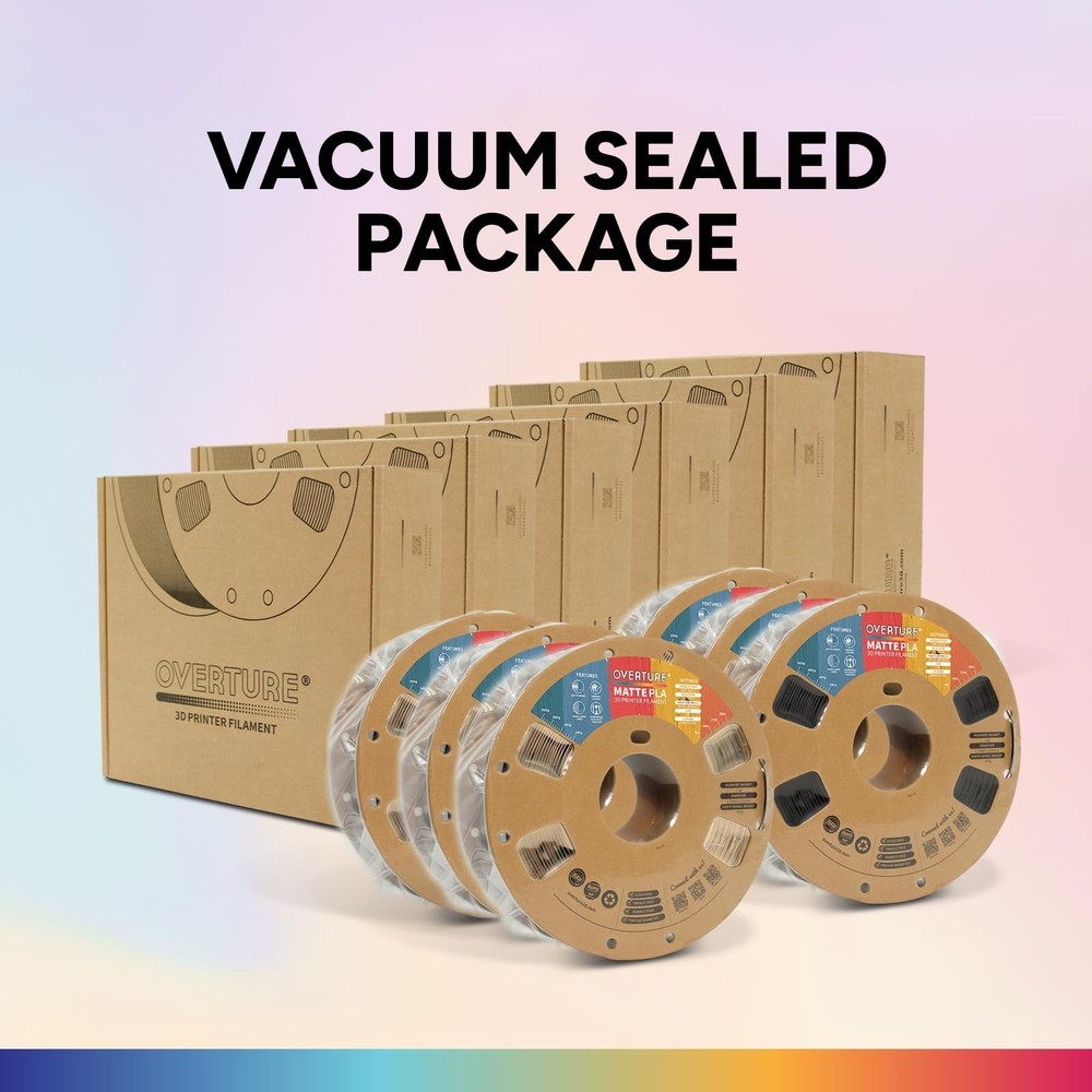 OVERTURE 6KG Bundle Matte PLA 3D Printer Filament 1.75mm, Matt Surface & Low ...