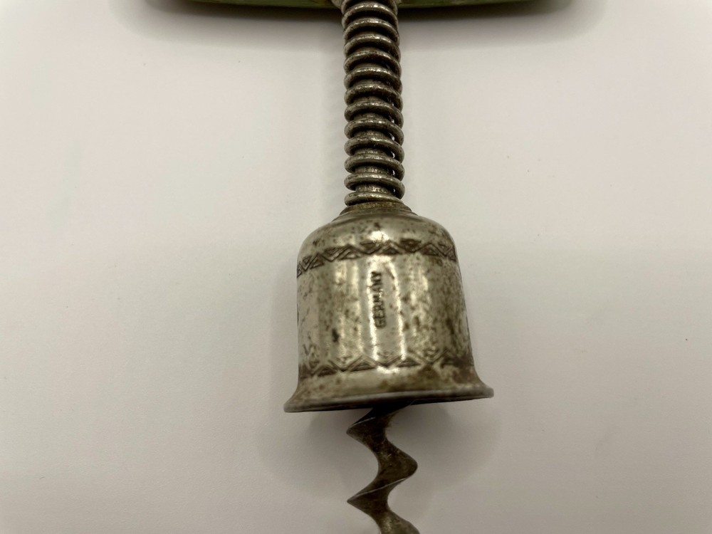 Antique 1908 Made in Germany Cap Lifter Spring Loaded Corkscrew Green Handle