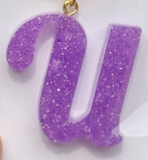 Glittery Purple “U” Resin Keychain