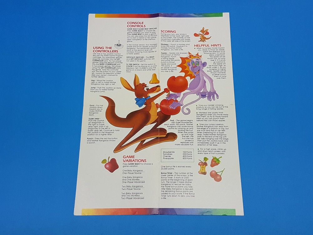 Kangaroo Atari 2600 Authentic Manual Only