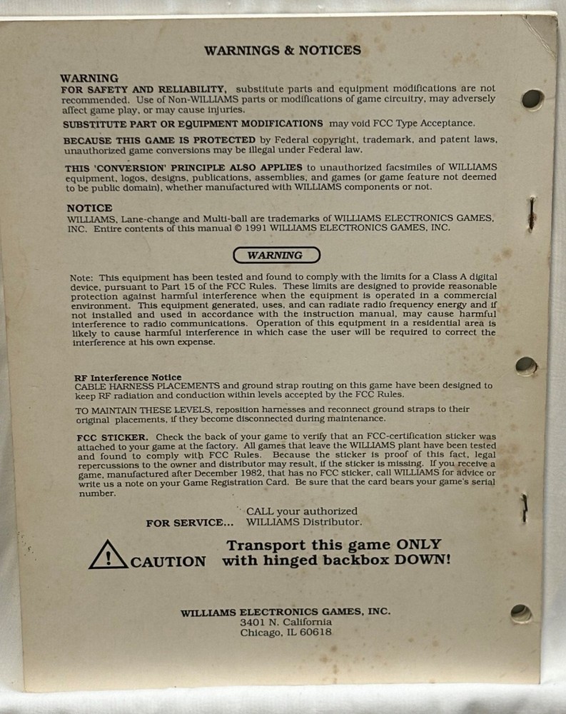 ORIGINAL-WILLIAMS-HURRICANE-OPERATIONS MANUAL