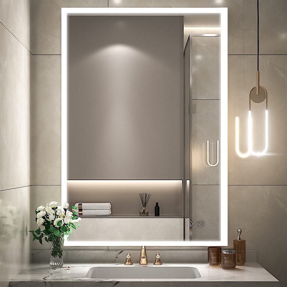 LED Bathroom Mirror Wall-Mounted Vanity Mirror Dimmable Anti-Fog Memory Function