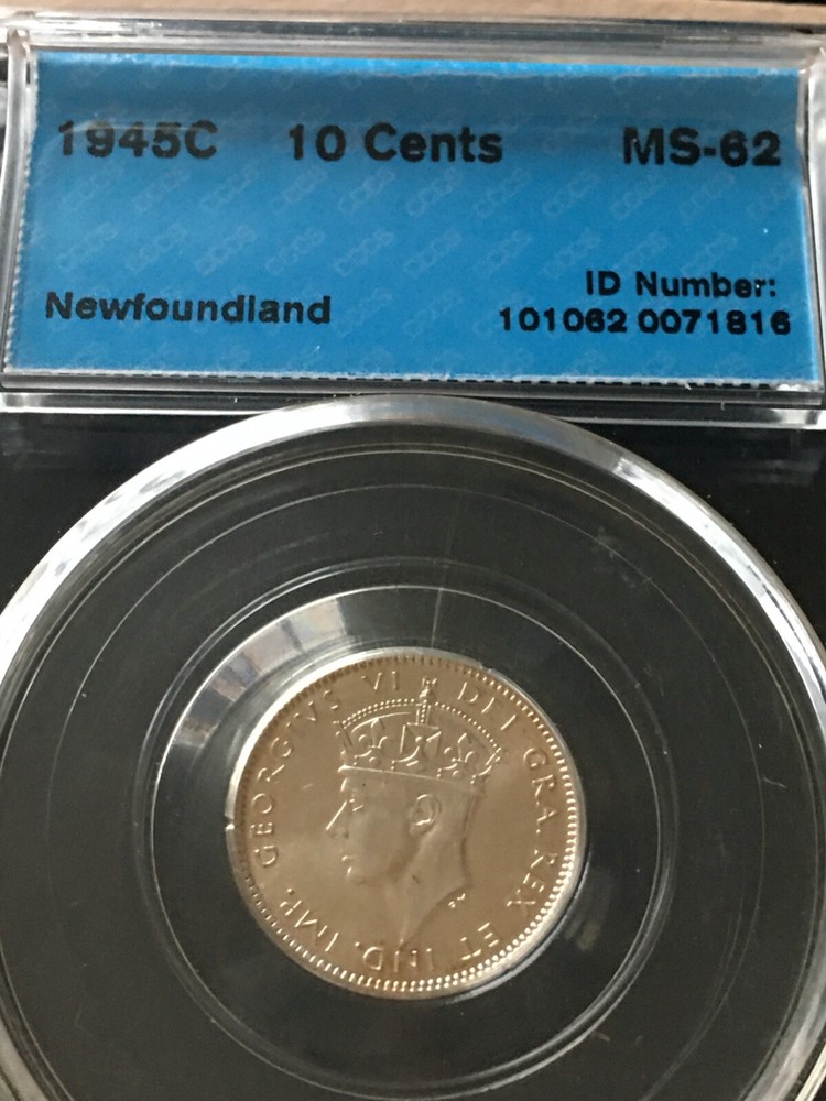 1945C CCCS Graded Newfoundland ¢10 Cent **MS-62** #1816