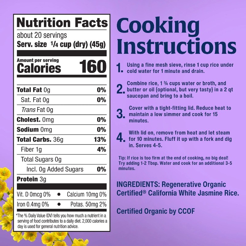 (3 pack) Lundberg Organic Jasmine Rice - Regenerative Organic Certified