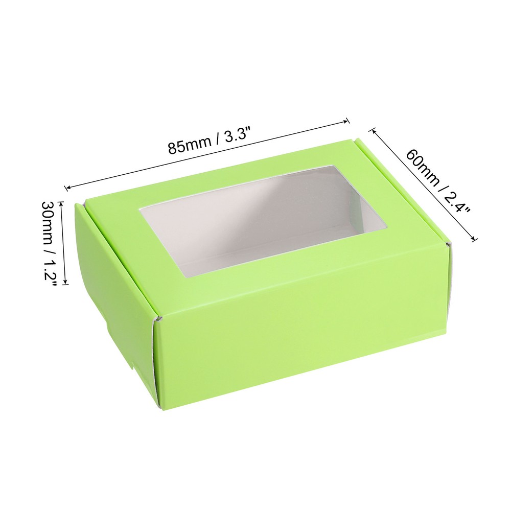 3.3x2.4x1.2" Paper Soap Box with Window, 20 Pack Soap Boxes Rectangle, Green