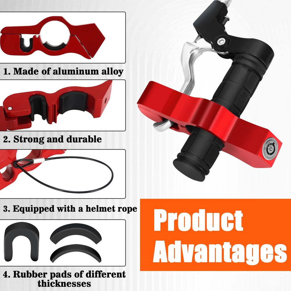 Universal Motorcycle Handlebar Lock Anti-Theft Adjustable Security for Scooter