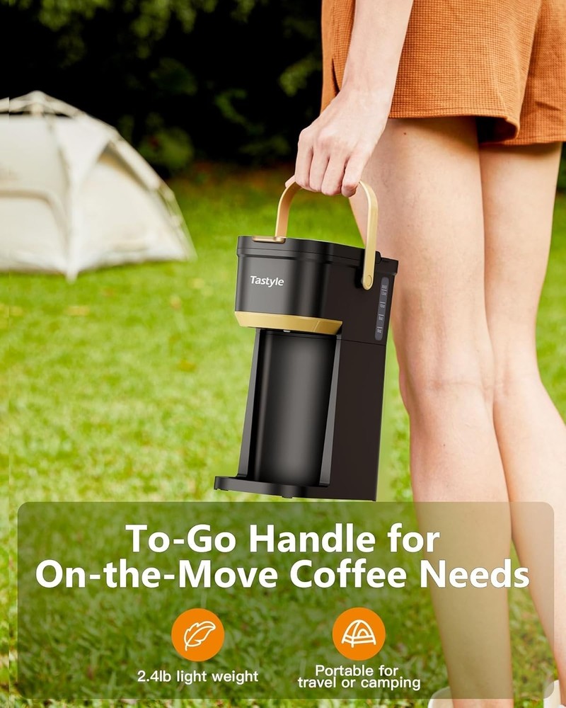 Tastyle Mini Coffee Maker Single Serve K-Cup Pod & Grounds Portable Handle NIB