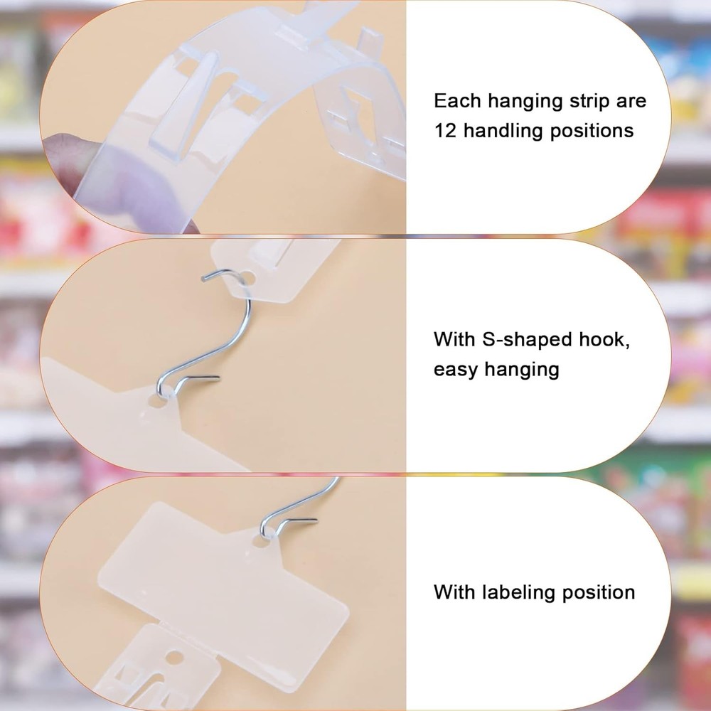 10 Pack Station Hanging Strips Plastic Display Merchandise Strip with White
