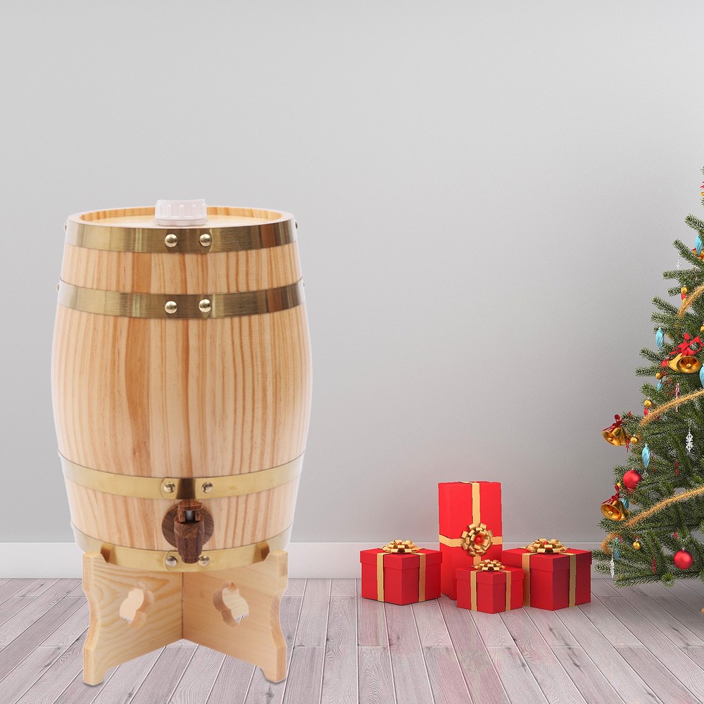 Wooden Wine Barrel 5L Vertical Pine Decorative for Home Kitchen Bar Display
