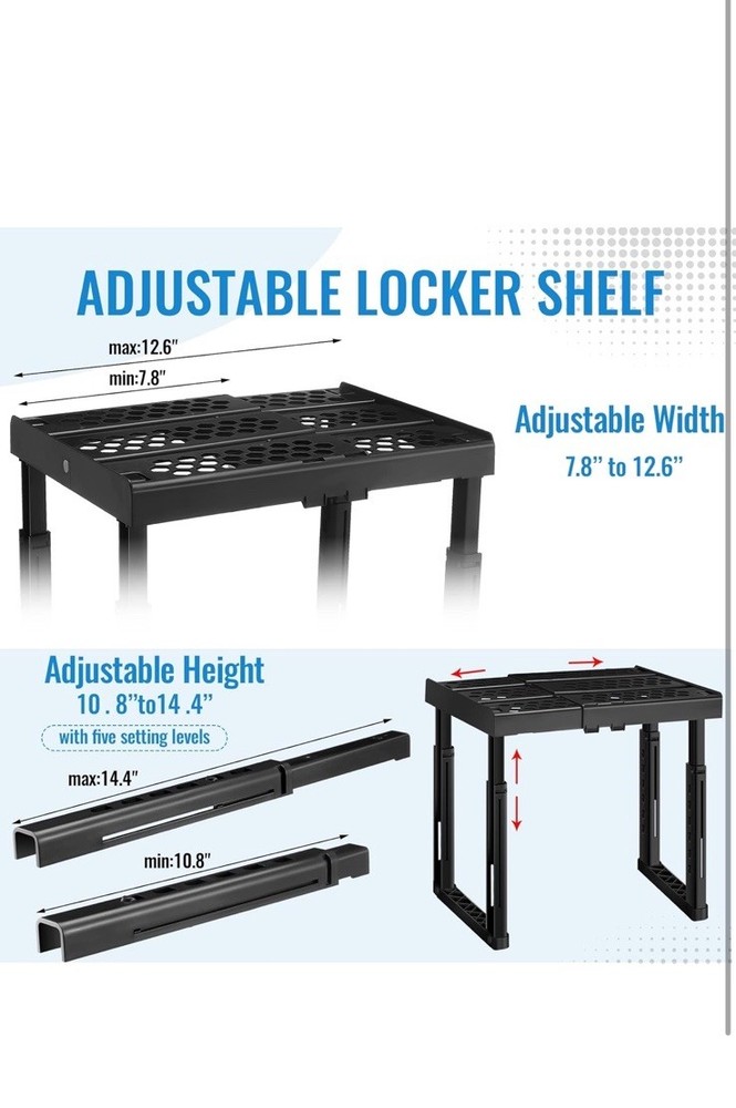Wesiti 9 Pieces Locker Shelf Organizer Kit Stackable Locker Tools Accessorie