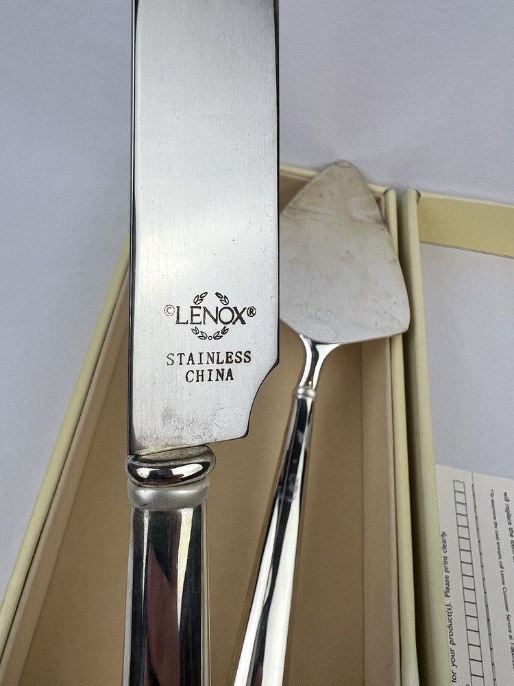 Lenox Forevermore 2-Pc Dessert Set Cake Server Knife Silver Stainless Heavy