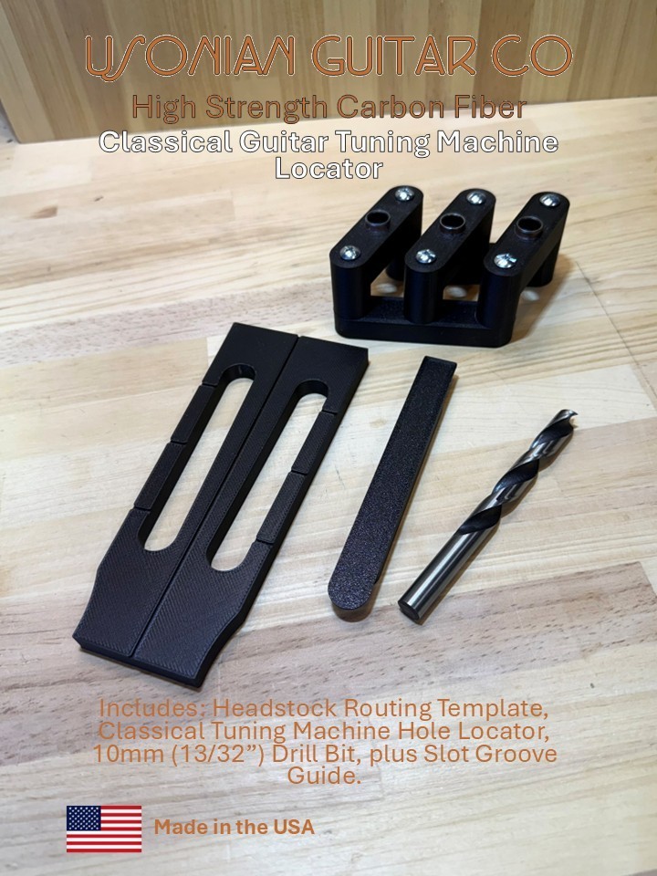 Classical Guitar Tuning Machine Locator Plus Headstock Template | Luthier Tools