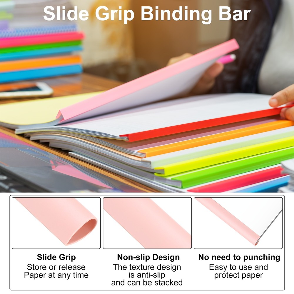 100Pcs Binding Bars, 8mm Binding Bars 50 Sheets Capacity, Red