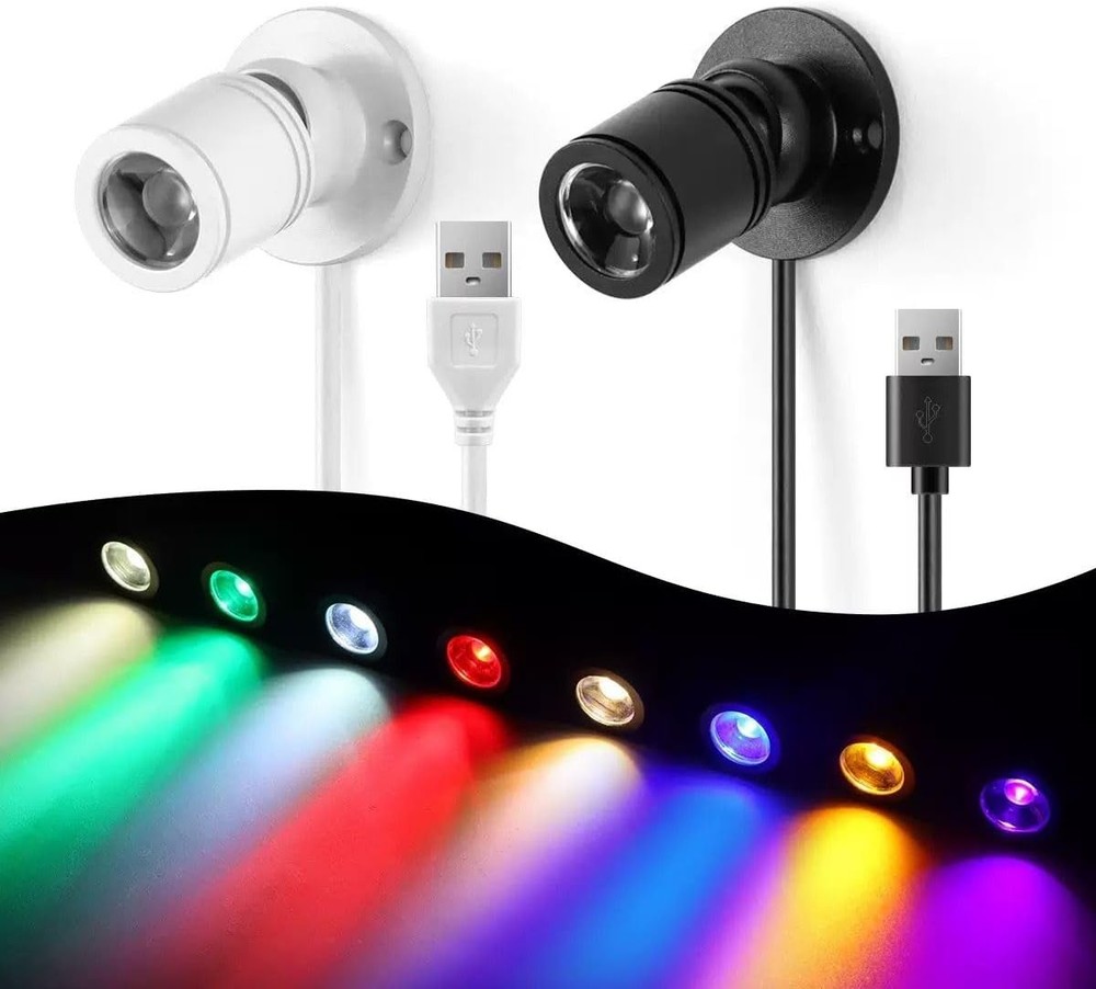 USB Spotlights 2-Pack Mini LED Spotlights 5V USB Powered for Display Case