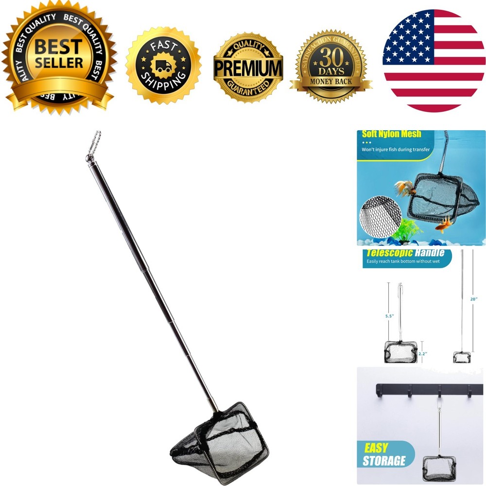 Adjustable Aquarium Net with Extendable Telescopic Handle – 3 Inch Compact Tool