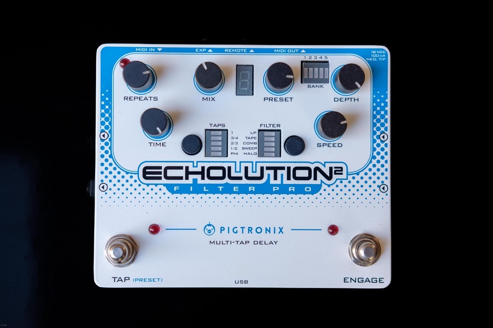 Pigtronix Echolution 2 Filter Pro Delay Echo Guitar Effects pedal