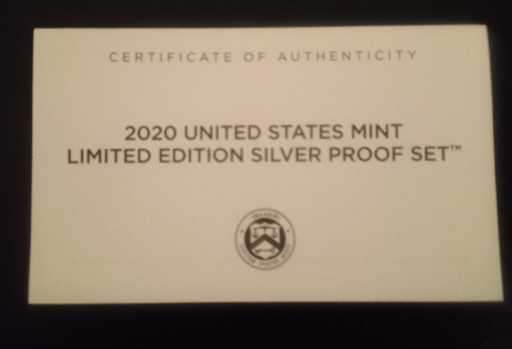 Replacement COA ONLY for a 2020 Limited Edition Silver Proof set