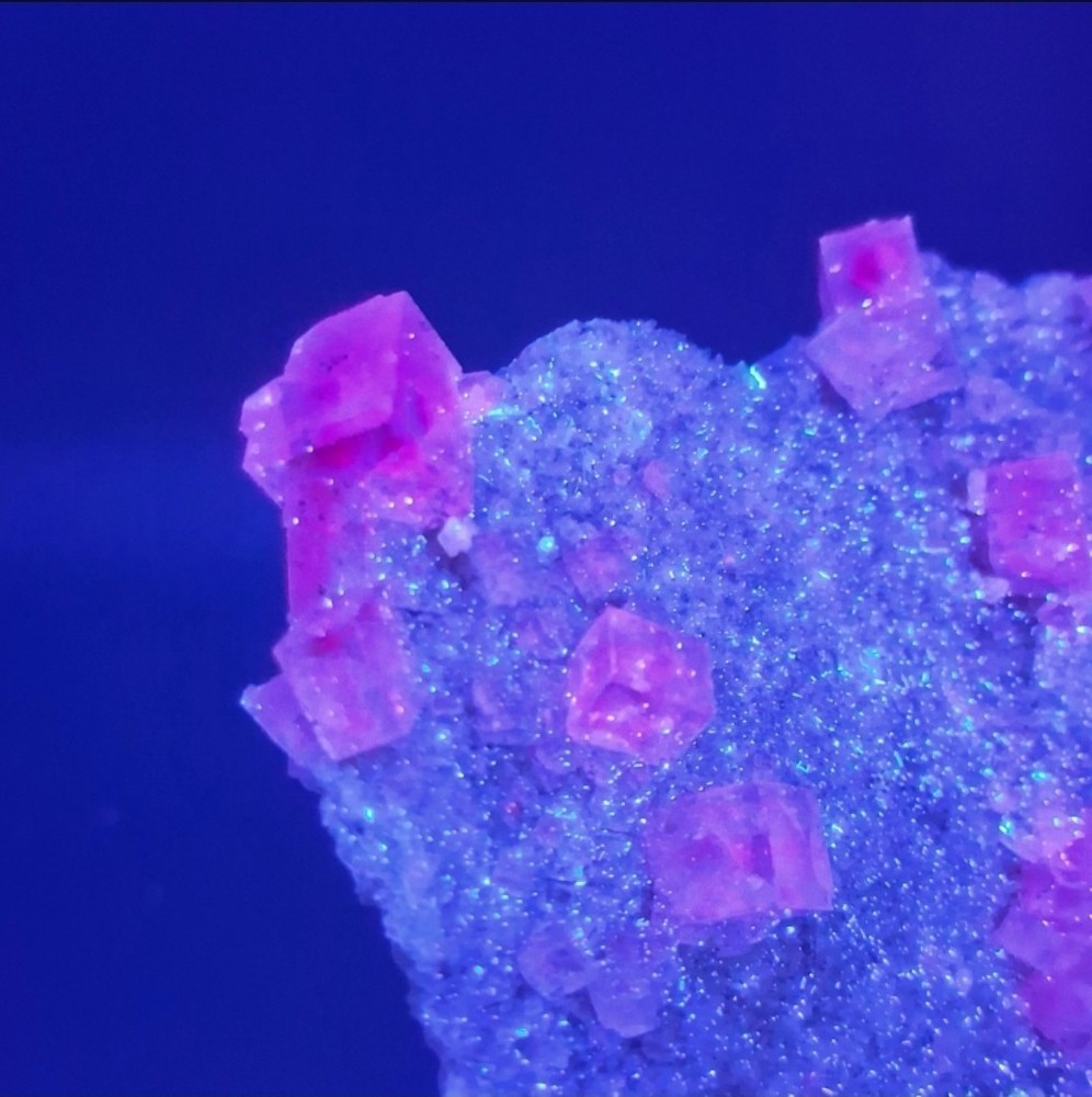 Fluorite on matrix from Berbes, UV Reactive