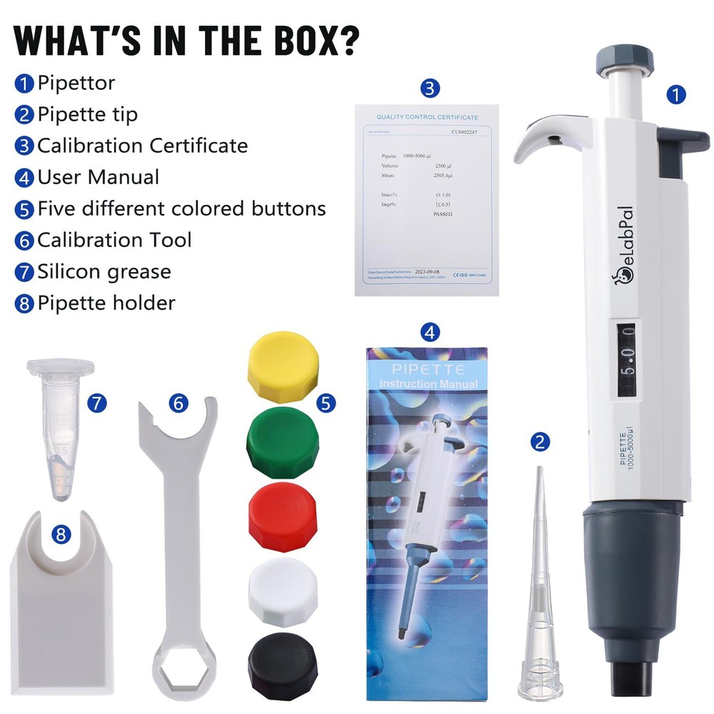 US Lab Micropipette Adjustable Variable Volume Single Channel Pipette Pipettor
