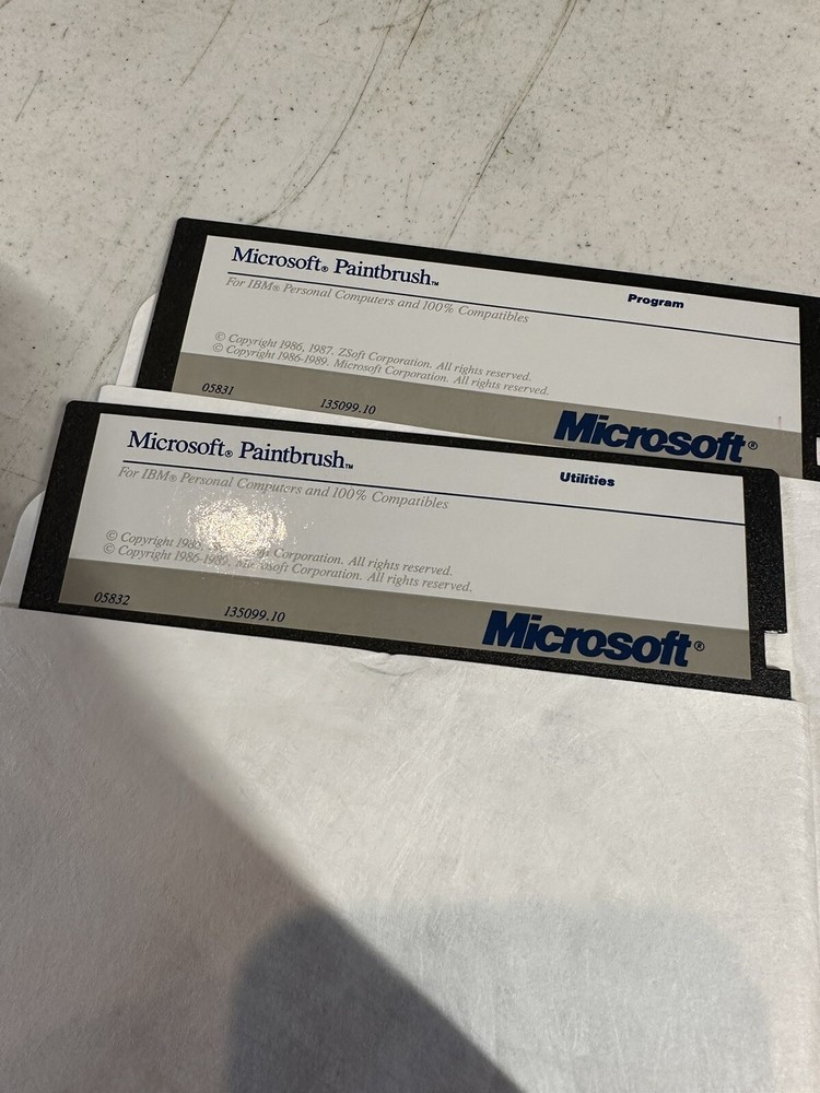 Microsoft Vintage Floppy Disk Lot Of 4 Paintbrush Program / Utilities Mouse 5.25