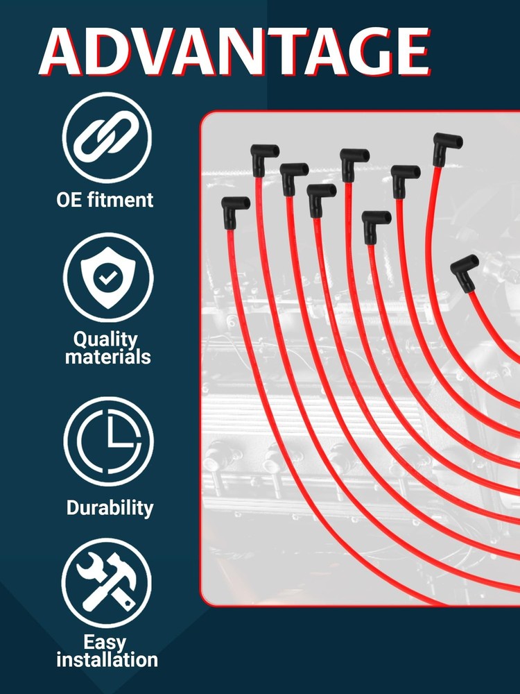 10mm High Performance Spark Plug Wire Sets Compatible with HEI BBC SBC 350 45...