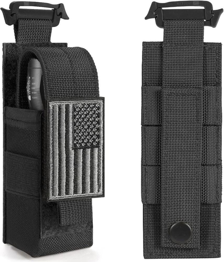 Tactical Flashlight Holster, Adjustable Flashlight Pouch Holder Molle Torch Carr