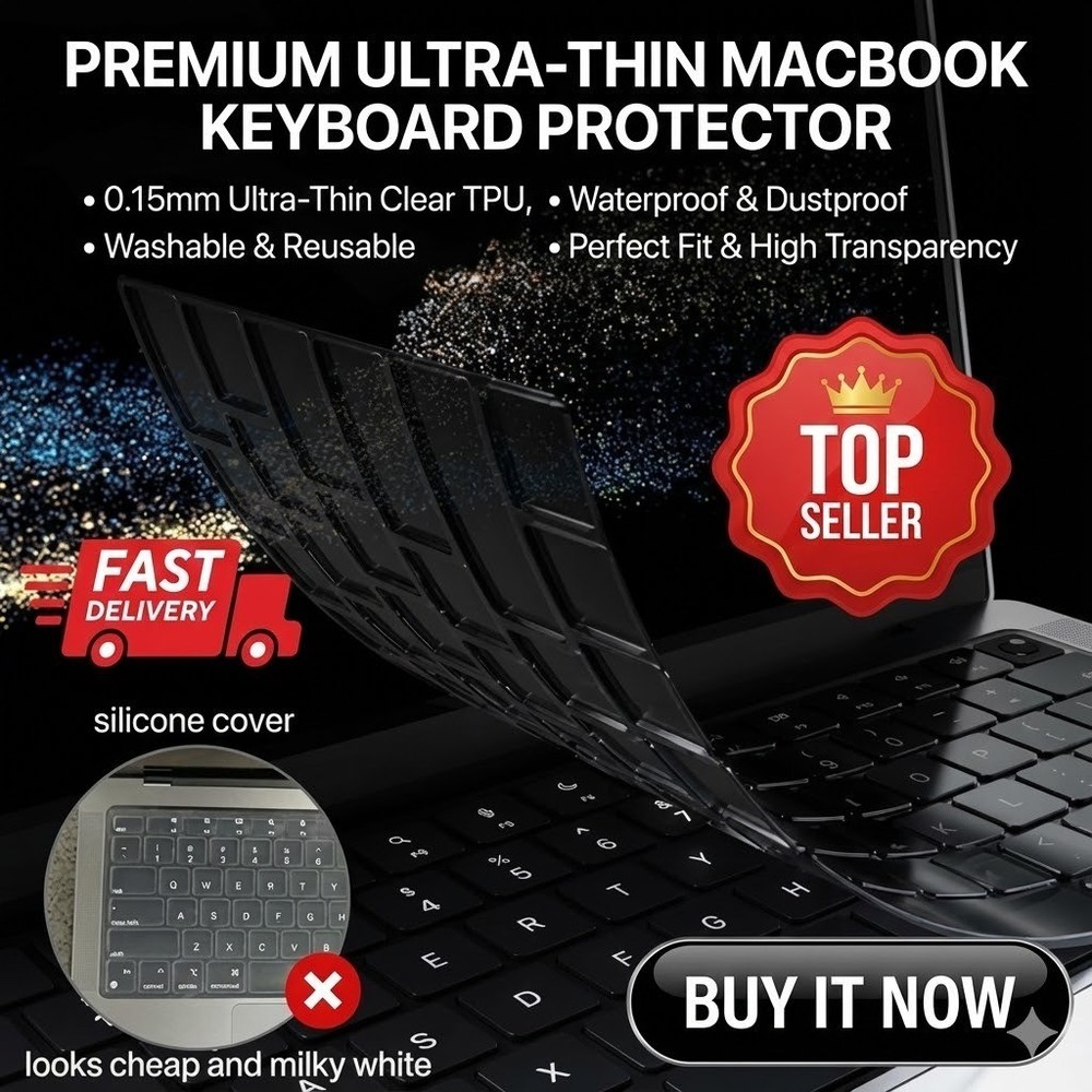 Premium Keyboard Cover Protector M5/M4/M3/M2/M1 Pro/Max MacBook Pro