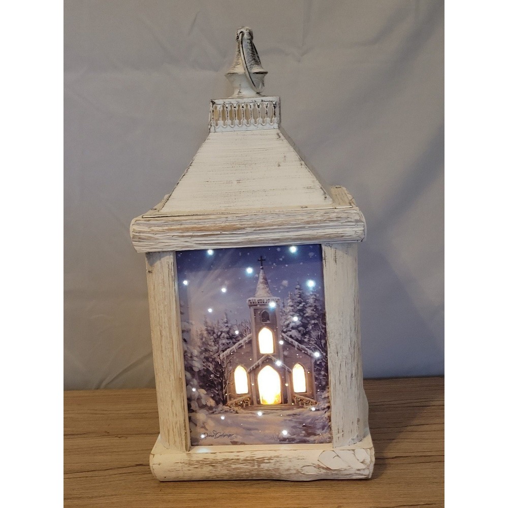 Holiday Twinkle Lighted Lantern Snowy day
