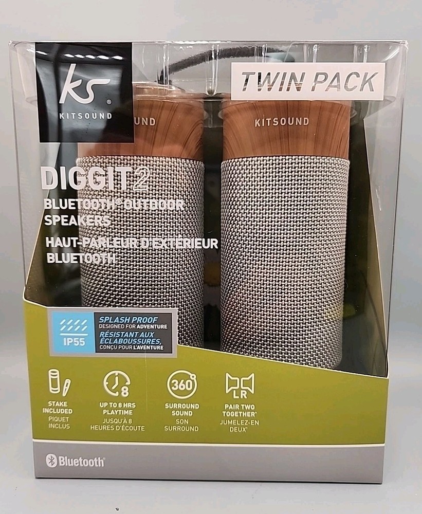 NEW 2-Pack: Kitsound Diggit 2 Outdoor Speakers