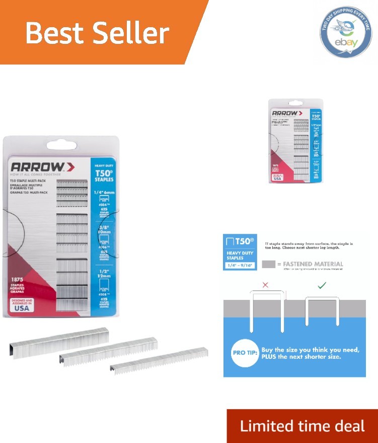 Robust 1875-Pack T50 Heavy Duty Staples by ARROW - All-In-One Stapling Solution
