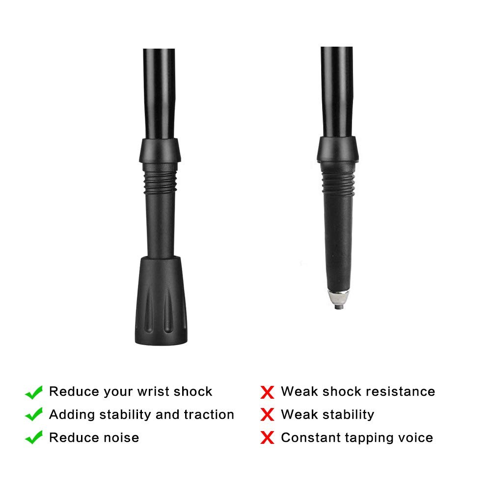 Walking Stick Rubber Tips 16 Pack Hiking Trekking Pole Plain Bottom