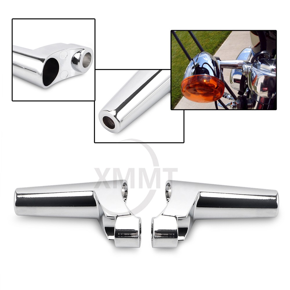 Chrome Front Turn Signal Relocation Mount Kit For Harley Dyna Models 91-05