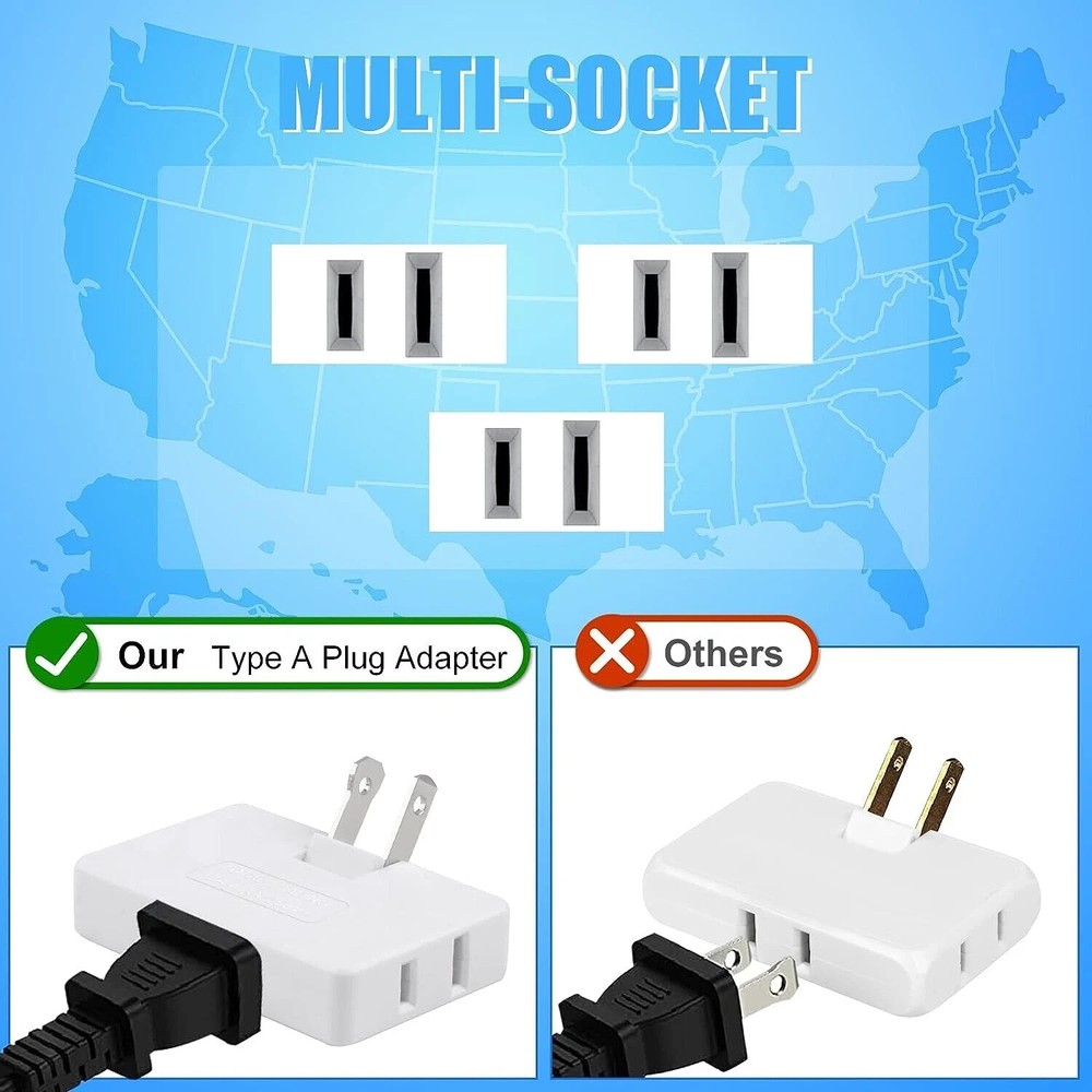 3 Pack AC Flat Wall Outlet Extender Plug Adapter Outlet, Fold-Able 3 Way Wa