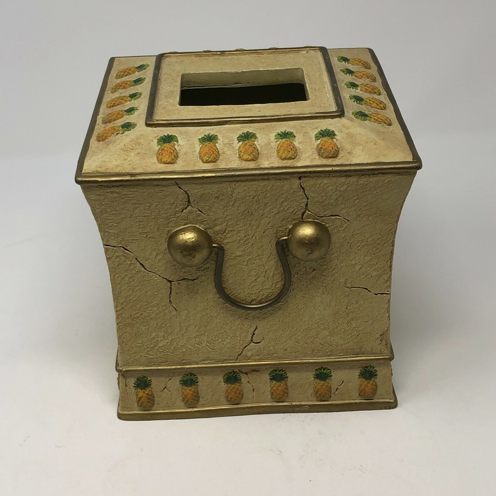 Royal Palm Tree & Pineapple Square Resin Tissue Box Cover