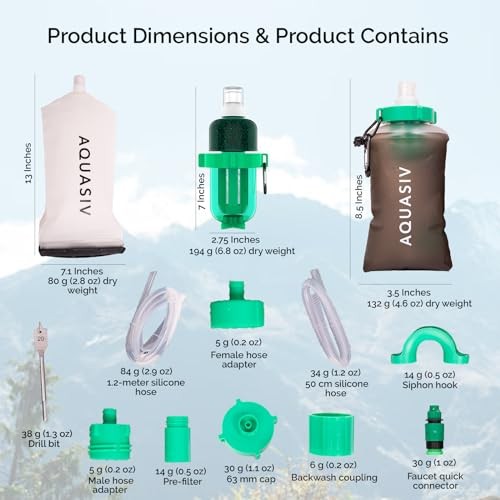 Gravity Water Filter Kit - HFM Carbon & Pre Filter, Portable Basecamp Kit