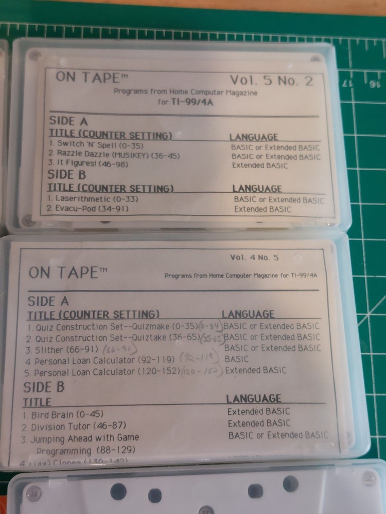 TI-99/4A Cassette Lot Games Basic Extended Programs Dow Aircraft Home Computer