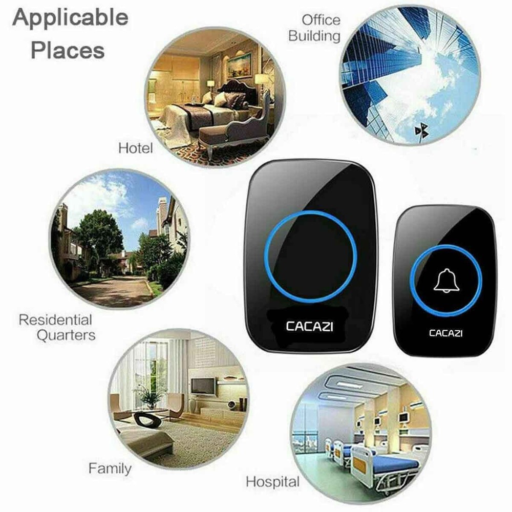Wireless doorbell, wall-mounted receiver & battery-powered remote control button
