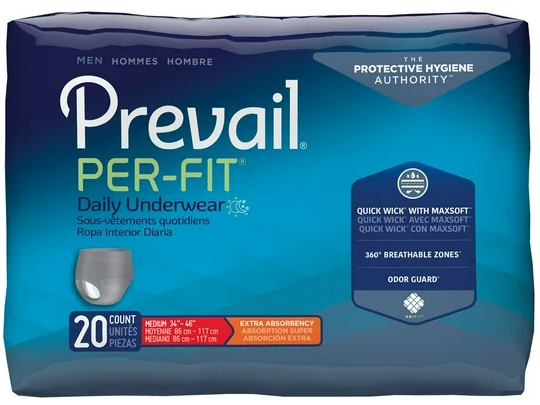 Prevail Per-Fit Men's Protective Incontinence Underwear Extra Absorbency