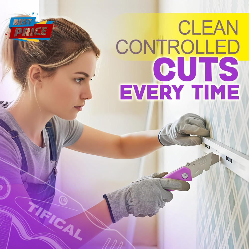 Folding Utility Knife Set, Quick Change Folding Box Cutter with Clip, Extra 10 S