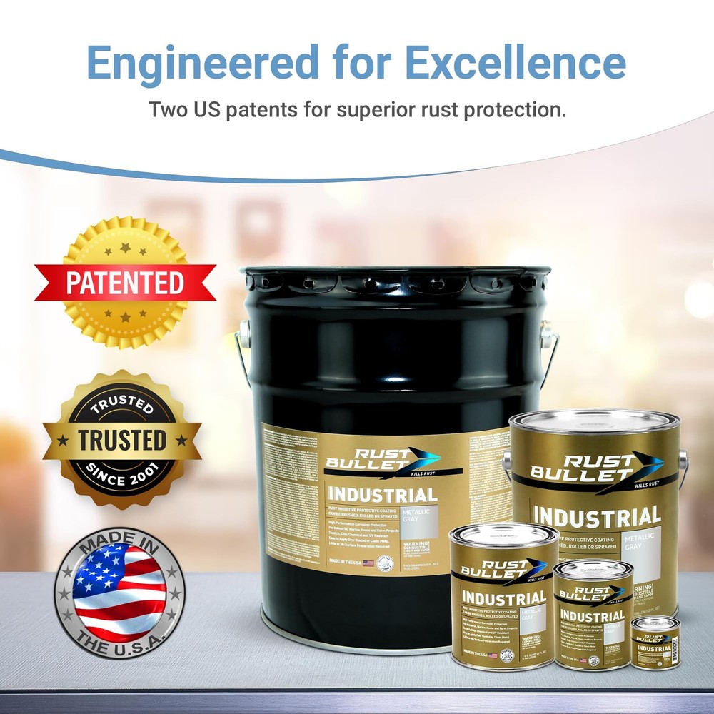RUST BULLET Industrial - Metallic Gray - 1/4 Pint - Rust Preventative Coating...