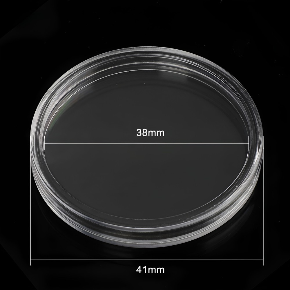 100 Pcs 38mm Coin Storage Holder Plastic Capsule Case Clear Round Container Box