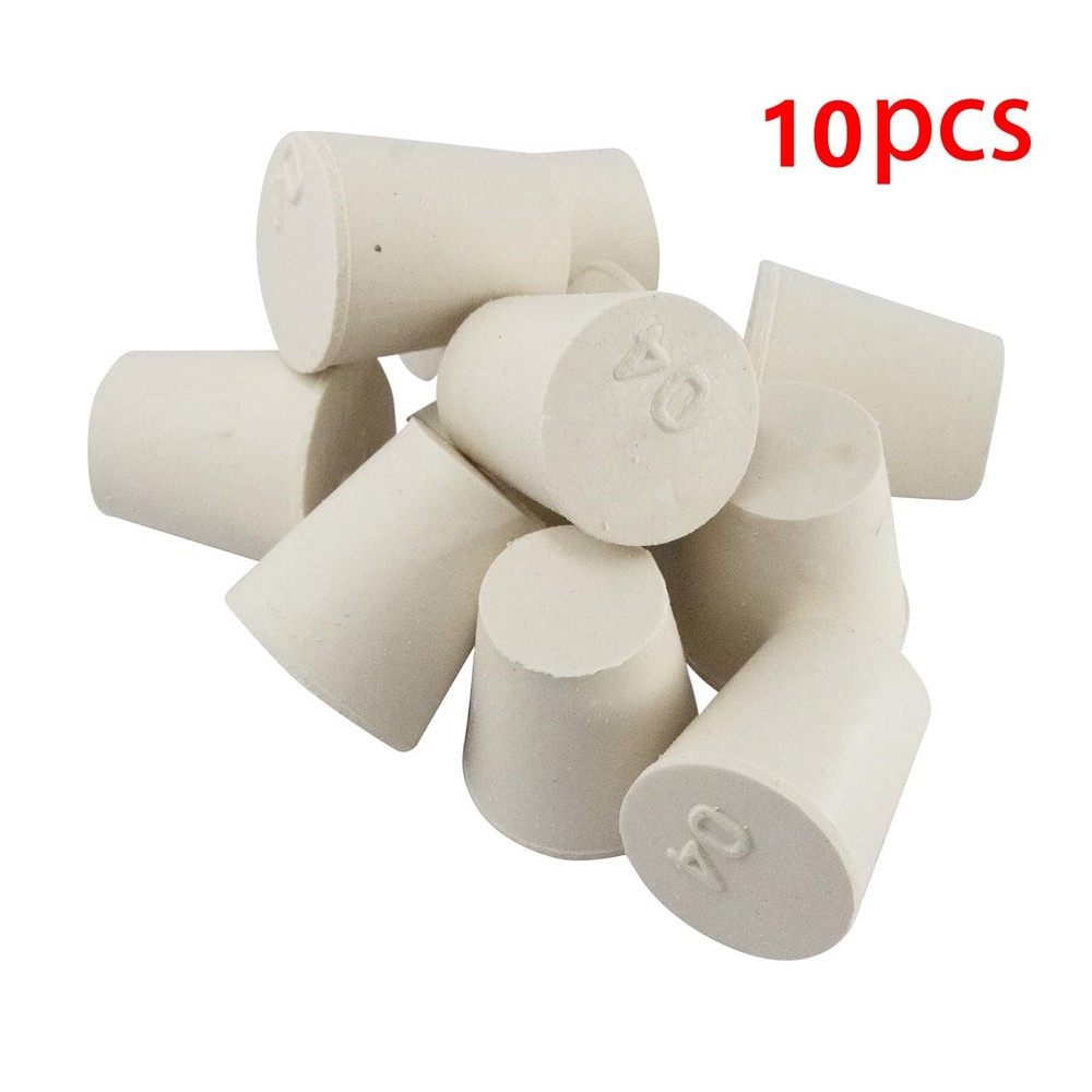 10 Pack White Tapered Solid Rubber Stopper Size 4 26x19x28mm Lab Plug
