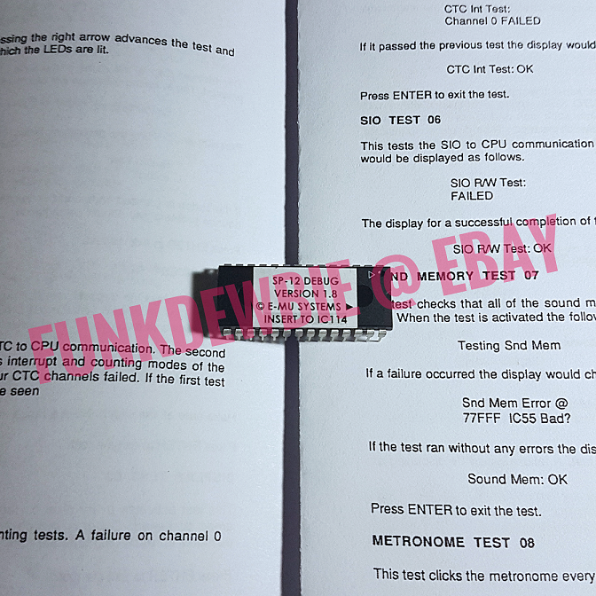 Emu SP12 v1.8 Debug Diagnostic Test Firmware EPROM KIT and reference guide SP-12