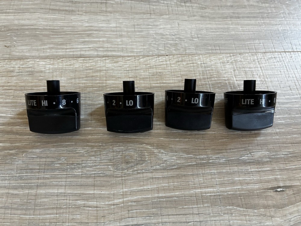 4 Pk 316442513 Range Surface Burner Knobs, Black Stove Control Knobs Replacement