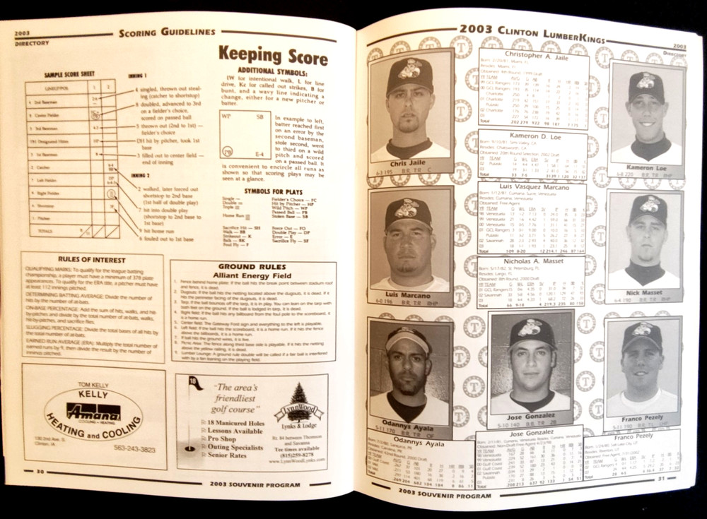 2003 CLINTON LUMBERKINGS V. CEDAR RAPIDS 50TH ANNIVERSARY MIDWEST LEAGUE PROGRAM
