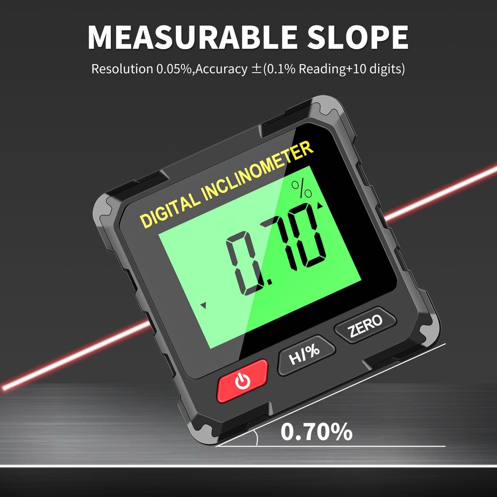 Digital Level Box Construction Protractor Range 4 × 90° Resolution 0.05° Angl...